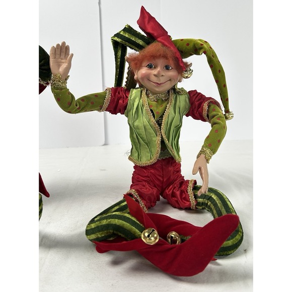VTG Lot Of 2 Mark Roberts 32" Posable Christmas Fairy Jingle Bell Elves - Picture 3 of 10